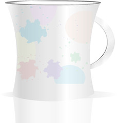 Image showing Used creamy coffee mug with blots on white background
