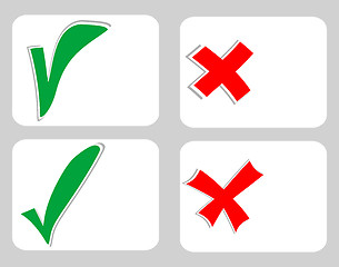 Image showing Check mark stickers set on blank white card