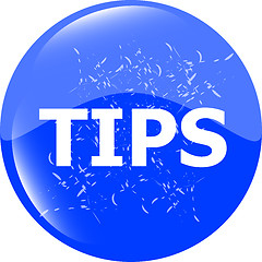Image showing tips blue icon button in stamp style