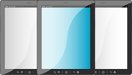 Image showing Group of tablet pc on white isolated background