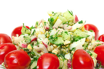 Image showing Salad with potatoes, eggs, cherry tomatoes