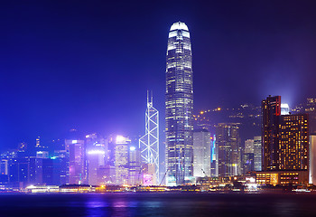 Image showing Victoria Harbor of Hong Kong at night