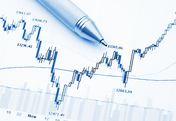 Image showing Business financial chart with pen