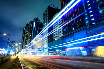 Image showing Traffic trail at night in Hong Kong 