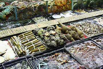 Image showing Fish tank in seafood market 