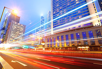 Image showing Traffic at night in Hong Kong 