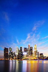 Image showing Singapore Marina Bay Business District at night