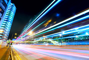 Image showing Car light trails in Hong Kong