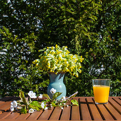 Image showing Decorated garden table