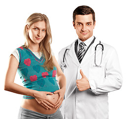 Image showing Pregnant Woman With Doctor