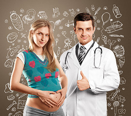 Image showing Pregnant Woman With Doctor