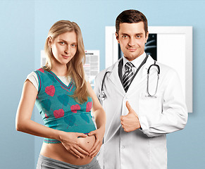 Image showing Pregnant Woman With Doctor