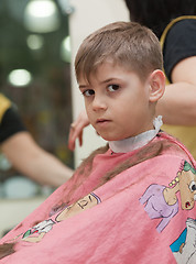 Image showing Boy getting a haircut