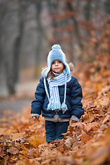 Image showing Girl in an Autumn park