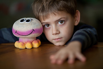 Image showing Boy with Alien Toy