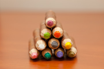 Image showing Colored pencils made out of wood bark