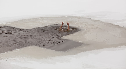 Image showing Man in ice cold water