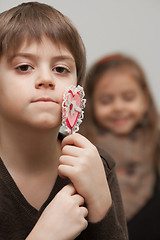 Image showing Boy with a heart shape