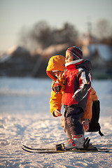 Image showing Ski lesson