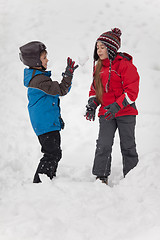 Image showing Playing in the snow