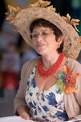 Image showing Portrait of women in a Autumn-like dress