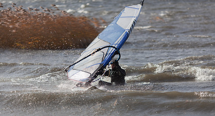 Image showing Waterstart windsurfing  trick