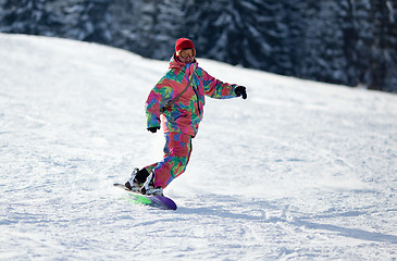 Image showing Man snowboarder