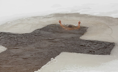 Image showing Man in ice cold water