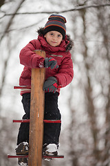 Image showing Boy on the playground, winter day