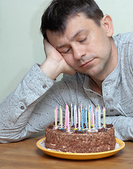 Image showing Adult man celebrates a milestone