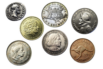 Image showing seven coins of different times and countries 