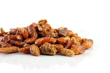 Image showing Close up of Dried Chilies on an isolated background shallow DOF