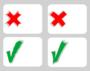 Image showing Check mark stickers set on blank white card