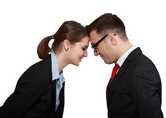 Image showing Business Couple Head in Head