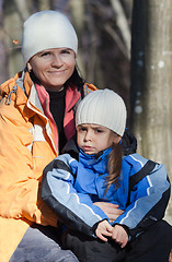 Image showing Portrait of mother and daughter outdoors