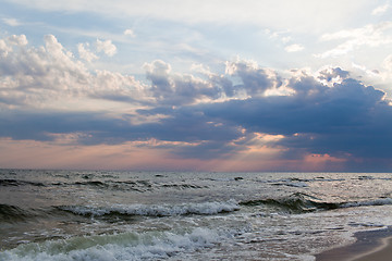 Image showing Sunset over the sea