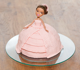 Image showing Birthday cake -figurine of Bratz doll in a dress