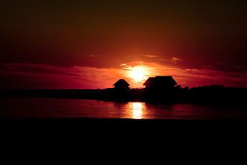 Image showing Sunset at sea