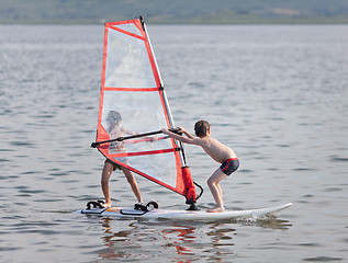 Image showing Windsurfing tandem