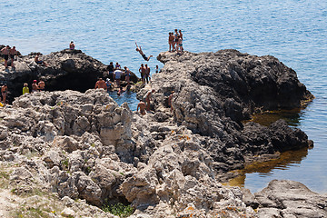 Image showing Jumping from the cliff