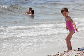 Image showing Little girl at sea shore