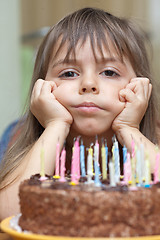 Image showing Birthday cake and a girl
