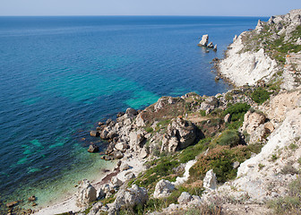 Image showing Rocky cliffs, the Black Sea coast