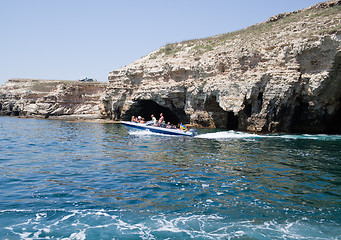 Image showing Boat trip to caves in Tarhankut