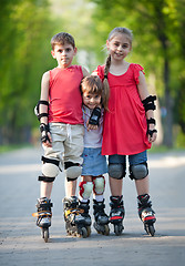 Image showing Happy rollerbladers