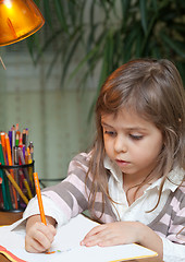 Image showing Little girl drawing