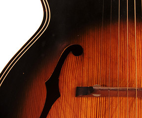 Image showing Vintage Archtop F Hole Acoustic Guitar Detail