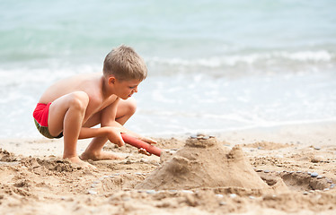 Image showing Building sand castle