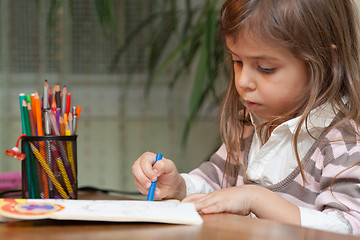 Image showing Little girl drawing