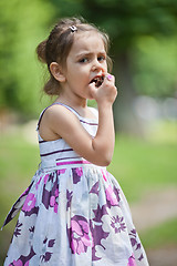 Image showing Tasting pine cone